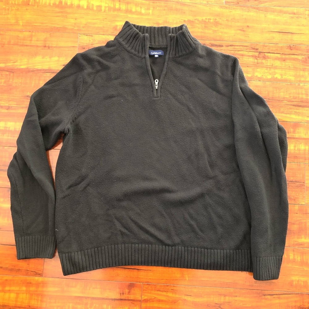 Quarter-zip black pullover sweater. XXL. Black